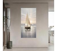 Arte de pared de velero al atardecer, impresiones abstractas de paisaje náutico, pintura de navegación tranquila para sala de estar, pasillo, oficina, decoración, 30 x 60 cm, sin marco
