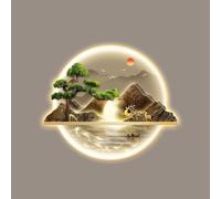 Arte de pared decorativo 3D con iluminación LED, diseño de paisaje de agua fluyendo para Feng Shui, ideal para zonas de entrada y salas de estar