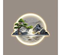 Arte de pared decorativo 3D con iluminación LED, diseño de paisaje de agua fluyendo para Feng Shui, ideal para zonas de entrada y salas de estar