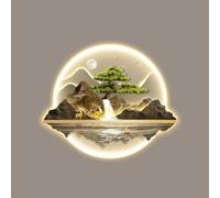 Arte de pared decorativo 3D con iluminación LED, diseño de paisaje de agua fluyendo para Feng Shui, ideal para zonas de entrada y salas de estar