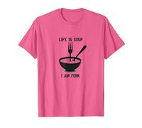 Arte de Pared Divertido de Cocina Life is Soup I Am Fork Camiseta, Hombre, Rosa Jaspeado, L