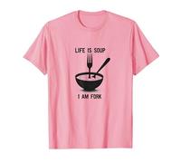 Arte de Pared Divertido de Cocina Life is Soup I Am Fork Camiseta, Hombre, Rosado, M