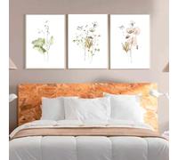 Arte de Pared Dormitorio,Pintura Abstracta de Acuarela Con Ramo Floral Neutro Flores Beige Rosadas Cuadro de Pared Póster Impresión Lienzo Decoración Dormitorio Hogar-50*60cm-3pcs (sin marco)