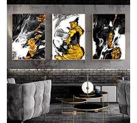 Arte de pared en blanco y negro de oro vintage cuadro lienzo pintura retro lujo carteles e impresiones para sala de estar decoración del hogar 40 x 60 cm x3 sin marco