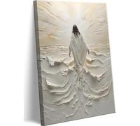 Arte de Pared en Lienzo Abstracto de Jesús Caminando sobre el Agua, Decoración de Pared Cristiana Espiritual, Imágenes de Luz Divina, Pósteres e Impresiones Religiosos Modernos para Sala de Estar