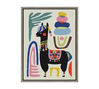 Arte de pared enmarcado Kate y Laurel Sylvie Llama Mesatawe de Rachel Lee de My Dream Wall, 18 x 24, llama animal abstracta gris, arte moderno de