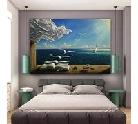 Arte de pared enmarcado Libro de olas del mar Decoración de paisaje Pinturas en lienzo de Salvador Dali Carteles de pared e imágenes impresas 50x85cm (20x33in) con marco