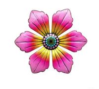 Arte de pared floral metálico para exteriores, jardín, espacio de vida interior, porche, patio y paredes de dormitorio (rosa)