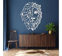 Arte de Pared geométrico de Cabeza de león de Metal, decoración de Obra de Arte de león de Vida Silvestre de Metal, Obra de Arte para Sala de Estar, Dormitorio, decoración del hogar par