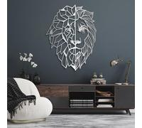 Arte de Pared geométrico de Cabeza de león de Metal, decoración de Obra de Arte de león de Vida Silvestre de Metal, Obra de Arte para Sala de Estar, Dormitorio, decoración del hogar par