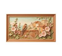 Arte de pared grande 3D enmarcado en 3D de 50.8 cm x 91.4 cm de Provenza, aldea costera, pájaro, efecto de relieve, autoadhesivo, extraíble, para sala de estar, dormitorio, oficina en casa