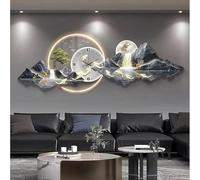 Arte de Pared LED 3D de Metal Negro, Reloj de Metal, decoración de Arte de Pared de Paisaje Chino Oriental, decoración de Arte, Escultura Moderna para Sala de Estar, Dormitorio, Pasillo y es