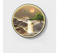 Arte de Pared LED 3D, Decoración de Pared Cascada de Árbol de Pino en Porcelana Cristal de Lujo, Aplique de Pared LED con Marco de Aluminio Cepillado para Home Decor(C,100*100cm/39.37*39.37in)