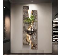 Arte de pared LED de piedra arenisca 3D con vegetación hidropónica, escultura colgante para decoración de sala de estar, fuente de alimentación enchufable, decoración única del hogar, decoración de