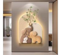 Arte de pared LED moderno con forma de elefante, decoración de pared con arte en arenisca 3D,aplique de pared con enchufe, imágenes creativas for sala de estar, estudio o dormitorio.(A,48 * 60cm)