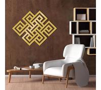 Arte de Pared metálico Abstracto Minimalista de Lujo, decoración Premium para el hogar, Nudo Infinito, Nudo Eterno, Celta, geométrico, Colgante de Pared Eterno, místico (Dorado, 76 x 60 cm)