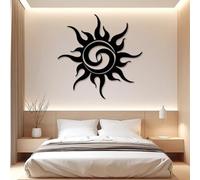 Arte de Pared metálico Minimalista con diseño de Sol Loco, decoración Abstracta de Metal para Sala de Estar, Dormitorio y Oficina (Negro, 90 x 90 cm)
