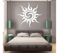 Arte de Pared Minimalista de Metal con diseño de Sol Loco, decoración Abstracta de Metal para Sala de Estar, Dormitorio y Oficina (Blanco, 60 x 60 cm)