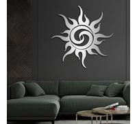 Arte de Pared Minimalista de Metal con diseño de Sol Loco, decoración Abstracta de Metal para Sala de Estar, Dormitorio y Oficina (Plateado, 70 x 70 cm)