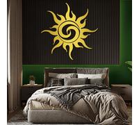 Arte de Pared Minimalista de Metal con diseño de Sol Loco, decoración Abstracta de Metal para Sala de Estar, Dormitorio y Oficina (Dorado, 100 x 100 cm)