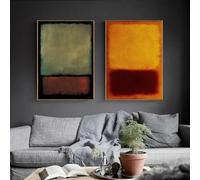 Arte de pared minimalista en color Mark Rothko azul naranja HD Imagen Impresión en lienzo Póster artístico Decoración moderna para sala de estar del hogar 40x60cm-2 piezas Sin marco