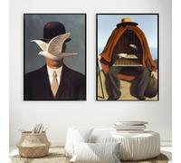 Arte de pared minimalista escandinavo, pintura al óleo surrealista de René Magritte, póster impreso, decoración del hogar y la sala de estar (50 x 70 cm, 2 piezas)