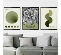 Arte de pared minimalista, estilo bohemio Bauhaus, verde, abstracto, lienzo, póster, impresiones, decoración para sala de estar, 50 x 70 cm x 3, sin marco