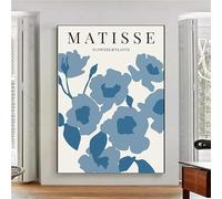 Arte de pared minimalista nórdico azul Matisse Picasso HD pintura al óleo sobre lienzo póster para sala de estar oficina decoración del hogar (40x55cm)