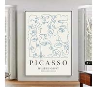 Arte de pared minimalista nórdico azul Matisse Picasso HD pintura al óleo sobre lienzo póster para sala de estar oficina decoración del hogar (70x100cm)