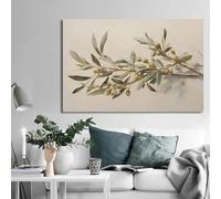 Arte de pared minimalista vintage de olivo italiano en jarrón, lienzo, póster impreso para sala de estar, decoración moderna del hogar (30 x 40 cm/sin marco)