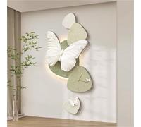 Arte de pared moderno de mariposa con reloj, luz LED 3D, decoración colgante de pared, punteros dorados, elegante decoración del hogar para dormitorio, sala de estar, 19,7 x 39,4 pulgadas de ancho x 2