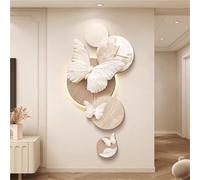 Arte de pared moderno de mariposa con reloj, luz LED 3D, decoración colgante de pared, punteros dorados, elegante decoración del hogar para dormitorio, sala de estar, 19,7 x 39,4 pulgadas, 23,6 x 47,3
