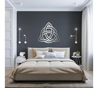 Arte de Pared Nudo de Trinidad Negro de Metal, Símbolo de Geometría Sagrada de Metal, Decoración de Arte de Pared Geométrica, Obra de Arte de Nudo Decoración Escultura Moderna para Sala de E
