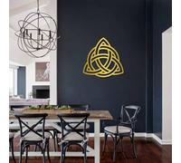 Arte de Pared Nudo de Trinidad Negro de Metal, Símbolo de Geometría Sagrada de Metal, Decoración de Arte de Pared Geométrica, Obra de Arte de Nudo Decoración Escultura Moderna para Sala de E
