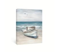 Arte de pared oceánico, lienzo marino, paisaje de playa, barco, impresiones, decoración del hogar, lienzo (70x100cm, sin marco)