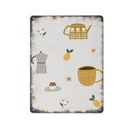 Arte de pared para café, té, cocina, muffins, comida, bebidas, arte acogedor, hygge, cocina, granja, letrero de metal, placa, póster, cultura vintage, decoración de pared, aluminio, jardín, restaura