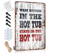 Arte de pared para hombre listo para colgar - What Happens In The Hot Tub Stays In The Hot Tub Baño suave para exterior (20 x 30 cm)