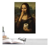 Arte De Pared Para Mujer, Pintura Clásica De Mona Lisa De 11,81 X 15,75 Pulgadas, Póster De Baño Divertido Vintage, Ilustración De Decoración Femenina Humorística Para Dormitorio | Hotel Dormitorio