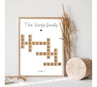 Arte de pared personalizado con crucigramas, póster impreso personalizado, letrero de nombre, enmarcado, azulejos de crucigrama, rompecabezas de nombre familiar, regalo para papá, mamá, amado y amigo