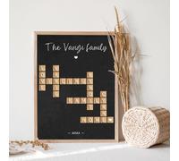 Arte de pared personalizado con crucigramas, póster impreso personalizado, letrero de nombre, enmarcado, azulejos de crucigrama, rompecabezas de nombre familiar, regalo para papá, mamá, amado y amigo