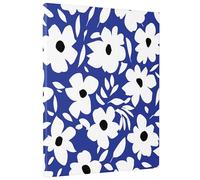 Arte de pared rectangular botánico bohemio con patrón abstracto artístico de flores hermosas hojas azules y blancas. Decoración para colgar impermeable, para guardería, dormitorio, cocina, biblioteca