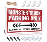 Arte de pared retro vintage para decoración de pared | Monster Truck Parking Only Shabby Chic reutilizable para decoración del hogar en la playa (20 x 30 cm)