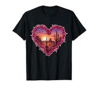 Arte de Pared romántico del suroeste con diseño de Cactus y corazón del Desierto Camiseta