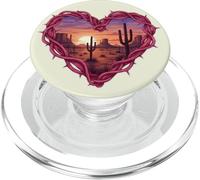 Arte de Pared romántico del suroeste con diseño de Cactus y corazón del Desierto PopSockets PopGrip para MagSafe