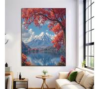 Arte De Pared Sin Marco 30×40 cm, Hojas De Arce Del Monte Fuji Pintura En Lienzo, Pintura De Vista Del Lago Otoñal Japonés Sobre Lienzo, Impressions Sobre Cuadros Para Sala De Estar Dormitorio