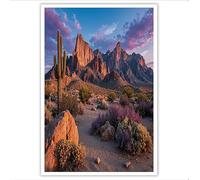 Arte De Pared Sin Marco 80×120 cm, Cactus Al Atardecer En El Desierto Pintura En Lienzo, Pintura De Paisaje Vintage Del Oeste Sobre Lienzo, Impressions Sobre Cuadros Para Sala De Estar Dormitorio