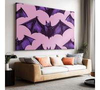 Arte de pared sin marco, diseño abstracto de misterio horizontal con rayas moradas sobre lienzo, para sala de estar, dormitorio, arte de pared de gran tamaño, decoración moderna del hogar, 100 x 75 cm