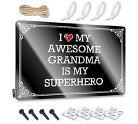 Arte de pared vintage con texto en inglés "I Love My Awesome Grandma Is My Superhero", decoración de pared vintage para cobertizo (20 x 30 cm)