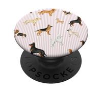 Arte de patrón de Raza de Cachorro de Rayas Rosas para Madres de Perros PopSockets PopGrip Adhesivo
