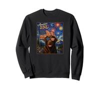 Arte de Perro Labrador Retriever de Chocolate sobre la Bandera Estadounidense 250 de Estados Unidos Sudadera